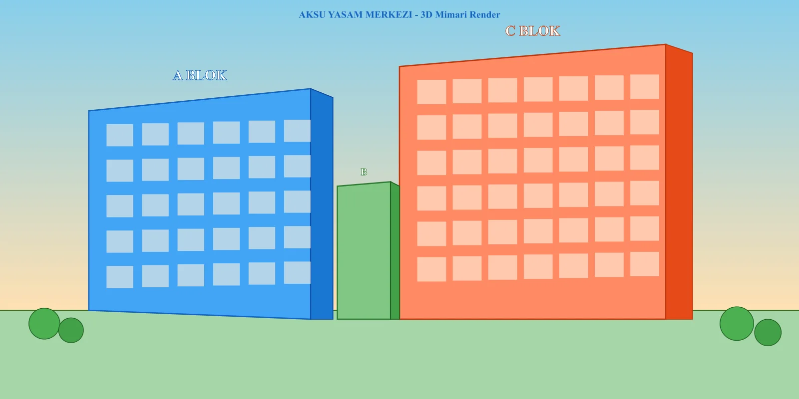 Aksu 2. Etap ölçeği resmî proje kaynağında · Mimari görselleştirme